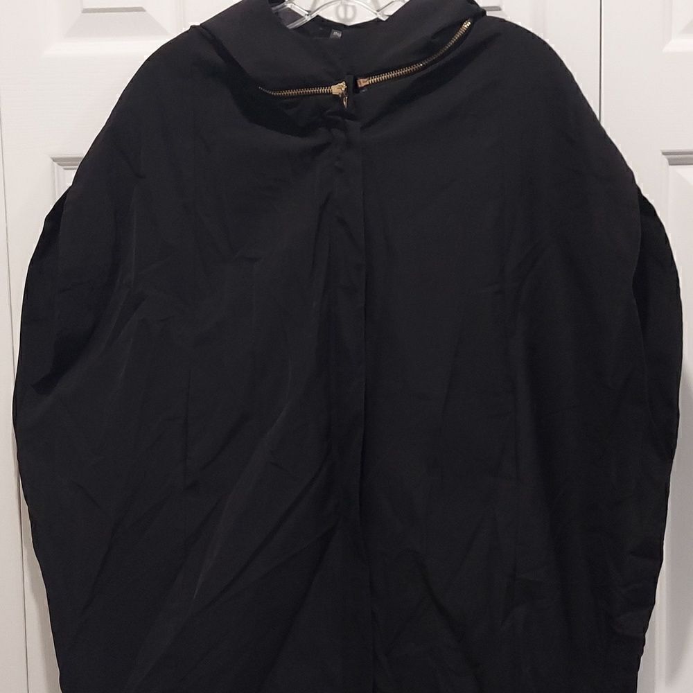 Gracia Black Sleeveless Vest Cape Jacket Removable Hood Sz Large - Picture 8 of 13